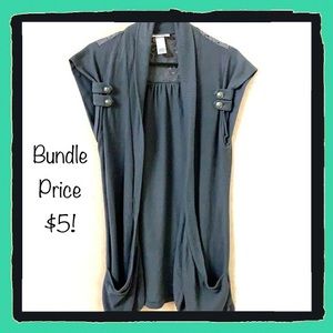 Long sleeveless gray cardigan, XL